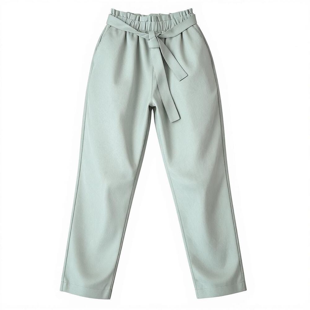 Bagatelle Women Beige Faux Leather Belted Paperbag Waist Pant Size XS - NWT